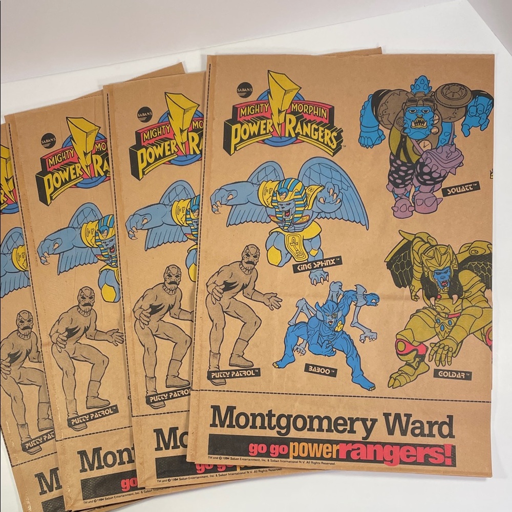 Mighty Morphin Power Rangers Set of Four-Paper Bags/Book Covers